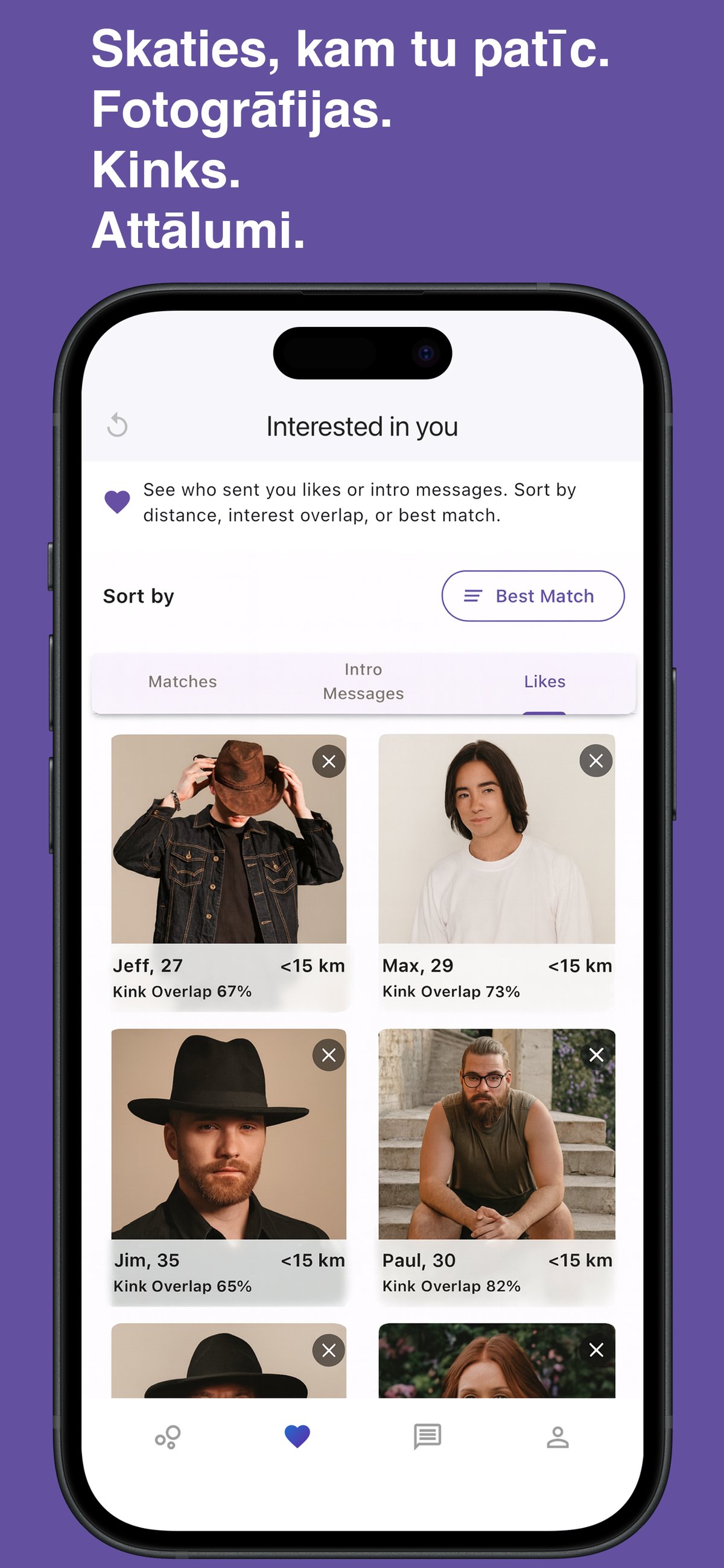 Match with compatible partners locally or globally in Kinksy